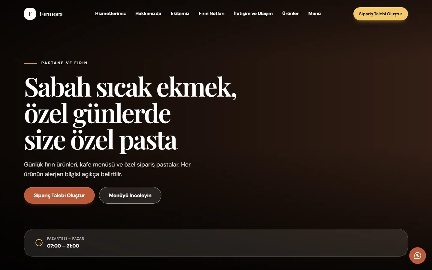 Pastane / Fırın — Vitrin teması