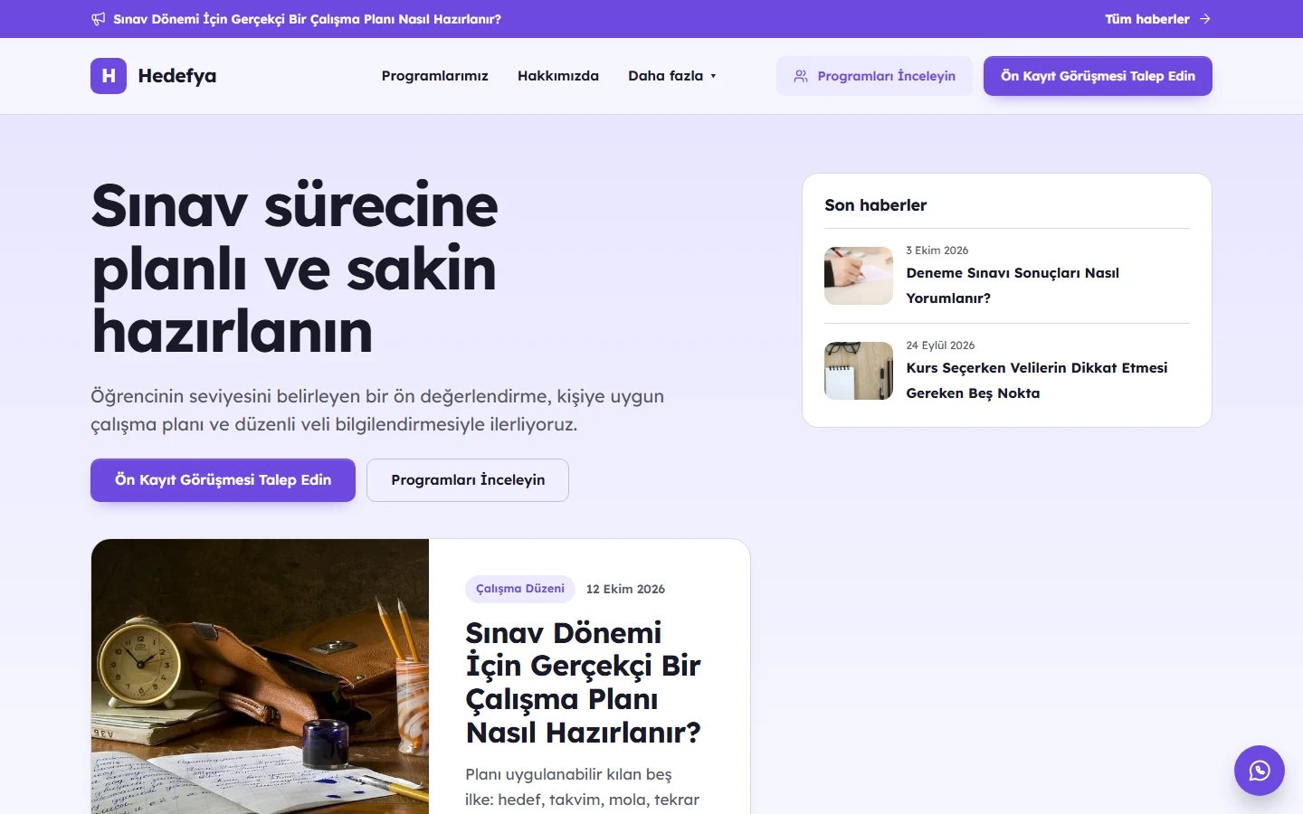 Kurs / Etüt Merkezi — Topluluk teması