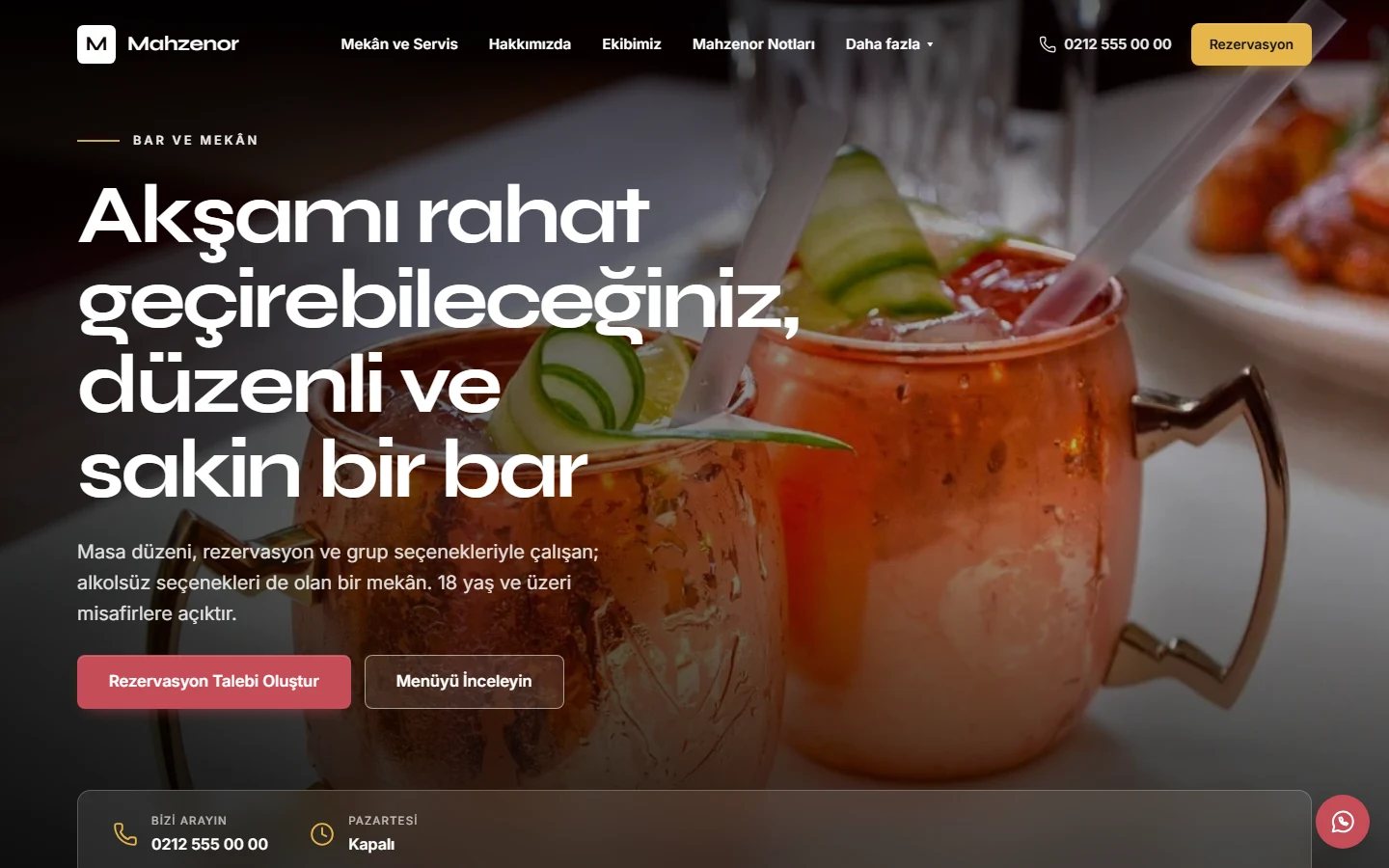 Bar — Vitrin teması